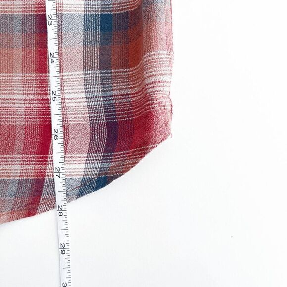 Volcom Mens Plaid Flannel Classic Fit Long Sleeve Button Up Shirt Red Medium - Picture 6 of 8